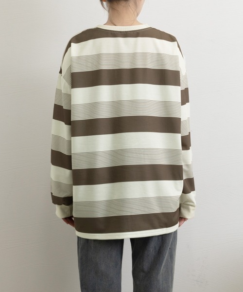 Miniministore（ミニミニストア）の「ボーダー柄Ｔシャツカットソープルオーバー（Tシャツ/カットソー・レディース・ブラウン/ネイビー・FREE）」の9枚目の写真