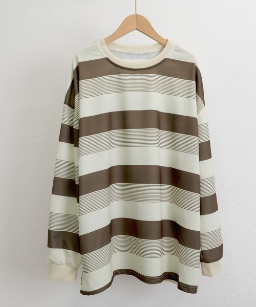 Miniministore（ミニミニストア）の「ボーダー柄Ｔシャツカットソープルオーバー（Tシャツ/カットソー・レディース・ブラウン/ネイビー・FREE）」の8枚目の写真