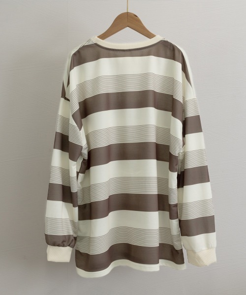 Miniministore（ミニミニストア）の「ボーダー柄Ｔシャツカットソープルオーバー（Tシャツ/カットソー・レディース・ブラウン/ネイビー・FREE）」の7枚目の写真