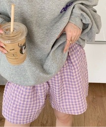 Made in I（メイドインアイ）の「チェック柄ショートパンツ（ルームウェア/パジャマ）」