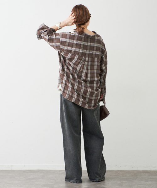 Deuxieme Classe(ドゥーズィエムクラス)の「追加 Deveaux Check Wash シャツ(シャツ/ブラウス・レディース・ブラウン・FREE)」の4枚目の写真