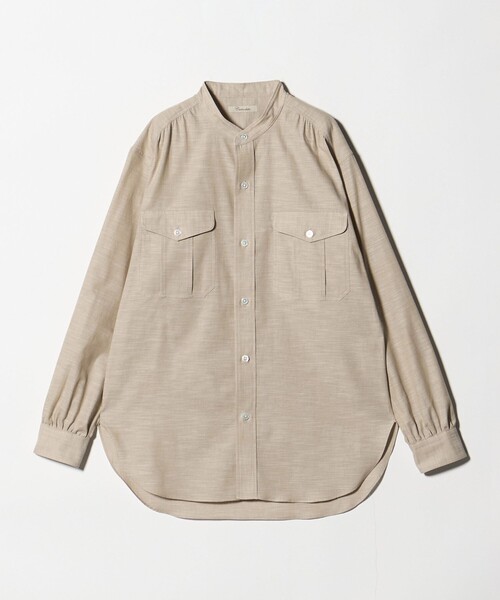 Camoshita(カモシタ)の「<Camoshita>シャンブレー バンドカラー シャツ(シャツ/ブラウス・メンズ・ベージュ/ライトブルー・M/L)」の1枚目の写真