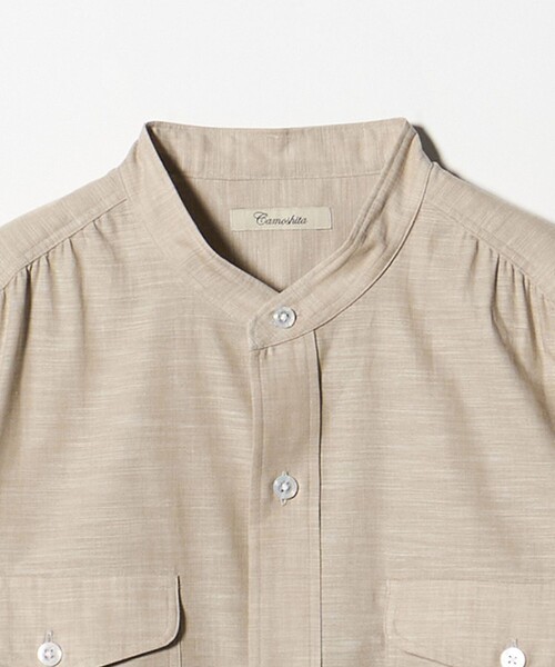 Camoshita(カモシタ)の「<Camoshita>シャンブレー バンドカラー シャツ(シャツ/ブラウス・メンズ・ベージュ/ライトブルー・M/L)」の7枚目の写真