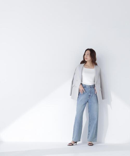 NATURAL BEAUTY BASIC（ナチュラルビューティーベーシック）の「スクエアネックリブニット（タンクトップ・レディース・オフホワイト/ライトグリーン/ベージュ/ブラック・ﾌﾘ-）」の13枚目の写真