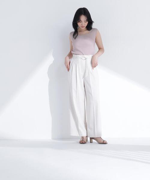 NATURAL BEAUTY BASIC(ナチュラルビューティーベーシック)の「スクエアネックリブニット(タンクトップ・レディース・オフホワイト/ライトグリーン/ベージュ/ブラック・フリ-)」の20枚目の写真