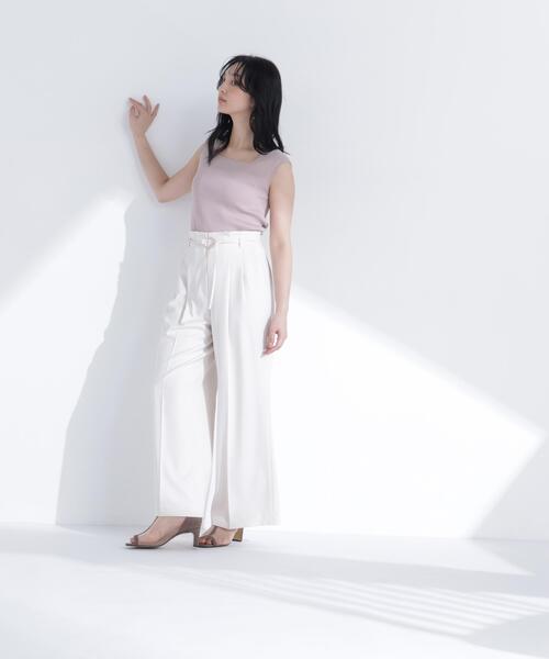 NATURAL BEAUTY BASIC(ナチュラルビューティーベーシック)の「スクエアネックリブニット(タンクトップ・レディース・オフホワイト/ライトグリーン/ベージュ/ブラック・フリ-)」の22枚目の写真