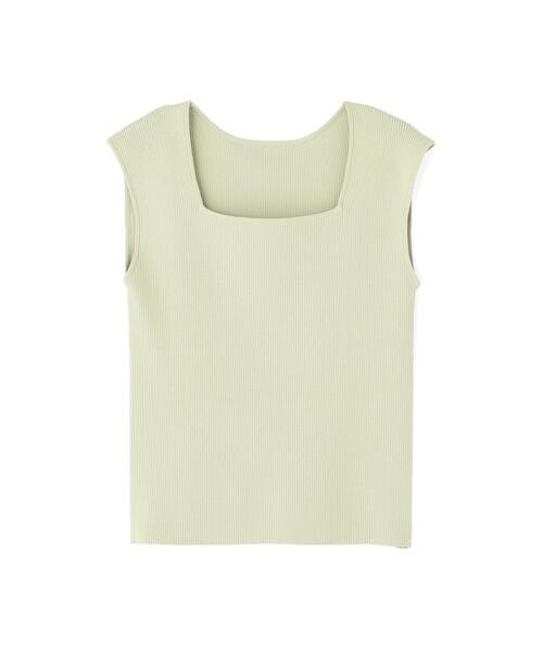 NATURAL BEAUTY BASIC（ナチュラルビューティーベーシック）の「スクエアネックリブニット（タンクトップ・レディース・オフホワイト/ライトグリーン/ベージュ/ブラック・ﾌﾘ-）」の5枚目の写真