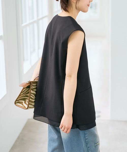 Spick & Span(スピックアンドスパン)の「シアーレイヤードジレ(ベスト・メンズ・キャメル/ブラック・FREE)」の7枚目の写真