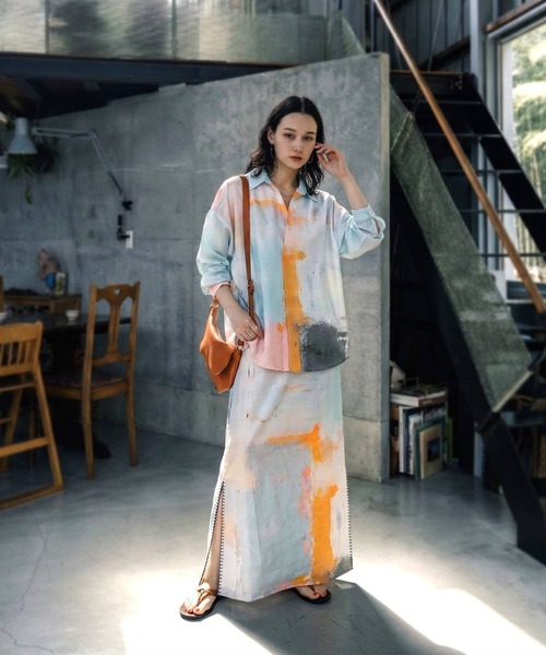 antiqua（アンティカ）の「サイドステッチ ロング スカート（スカート・レディース・グレー・ONESIZE）」の5枚目の写真
