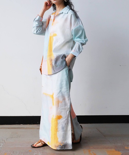 antiqua（アンティカ）の「サイドステッチ ロング スカート（スカート・レディース・グレー・ONESIZE）」の15枚目の写真