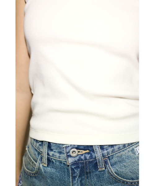 THROW by SLY(スローバイスライ)の「THROW RINGER TANK TOP リンガータンクトップ 春服 夏服(タンクトップ・レディース・オフホワイト/ライトブルー/ブラウン・FREE)」の9枚目の写真