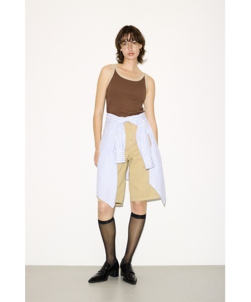 THROW by SLY(スローバイスライ)の「THROW RINGER TANK TOP リンガータンクトップ 春服 夏服(タンクトップ・レディース・オフホワイト/ライトブルー/ブラウン・FREE)」の13枚目の写真
