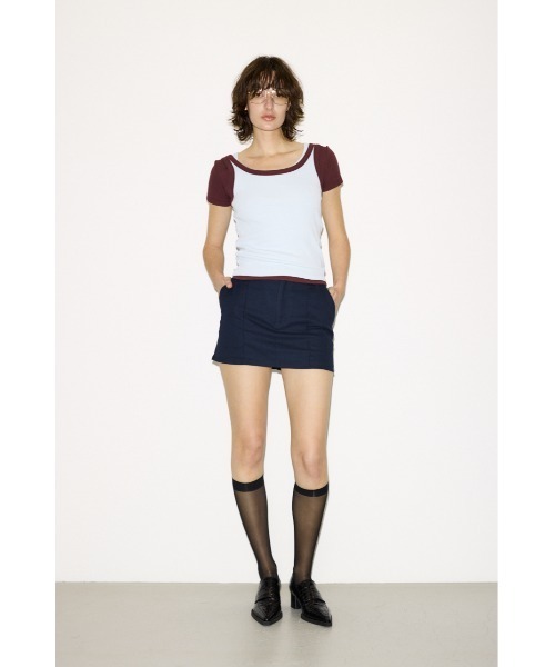 THROW by SLY(スローバイスライ)の「THROW RINGER TANK TOP リンガータンクトップ 春服 夏服(タンクトップ・レディース・オフホワイト/ライトブルー/ブラウン・FREE)」の15枚目の写真