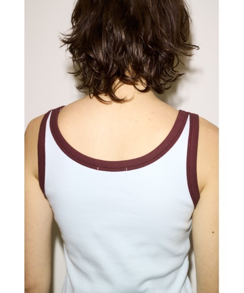 THROW by SLY(スローバイスライ)の「THROW RINGER TANK TOP リンガータンクトップ 春服 夏服(タンクトップ・レディース・オフホワイト/ライトブルー/ブラウン・FREE)」の21枚目の写真