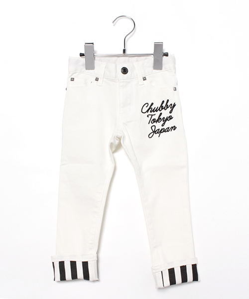 CHUBBYGANG（チャビーギャング）の「ストレッチツイル　カラースキニーパンツ（その他パンツ・キッズ・ホワイト/ブラック/イエロー/グリーン/レッド・110/130/120/100）」の2枚目の写真