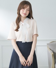 ASTORIA ODIER（アストリアオディール）の「レースリボンタイブラウス(半袖)（シャツ/ブラウス）」