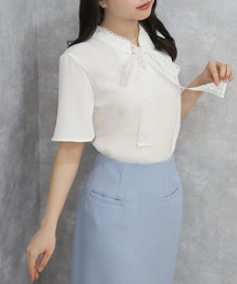 ASTORIA ODIER（アストリアオディール）の「レースリボンタイブラウス(半袖)（シャツ/ブラウス）」