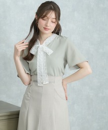 ASTORIA ODIER（アストリアオディール）の「レースリボンタイブラウス(半袖)（シャツ/ブラウス）」