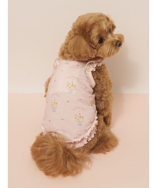 gelato pique（ジェラートピケ）の「【CAT&DOG】【接触冷感】シロクマひんやりスイーツ柄 Coolingフリルプルオーバー（ペットウェア・レディース・ブルー/ピンク・S/M/L）」の18枚目の写真