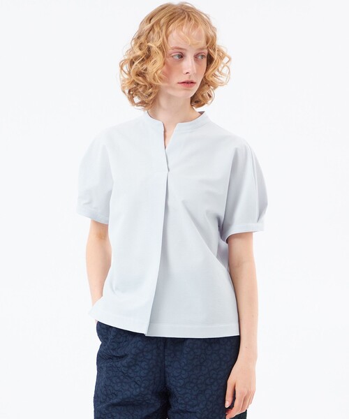 MACKINTOSH PHILOSOPHY（ﾏｯｷﾝﾄｯｼｭ ﾌｨﾛｿﾌｨｰ）の「【WEB&一部店舗限定】スキッパーサッカーブラウス（シャツ/ブラウス・レディース・ブラック/ダークネイビー/ブルー/ネイビー・36/38）」の3枚目の写真