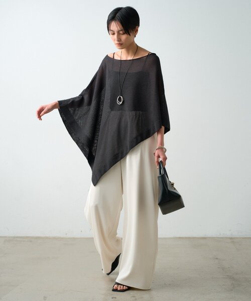 LOUNGEDRESS(ラウンジドレス)の「《腰回りカバー/着回し》イージーワイドタックパンツ(その他パンツ・レディース・ブラック/アイボリー/ベージュ・LARGE/MEDIUM/SMALL)」の16枚目の写真
