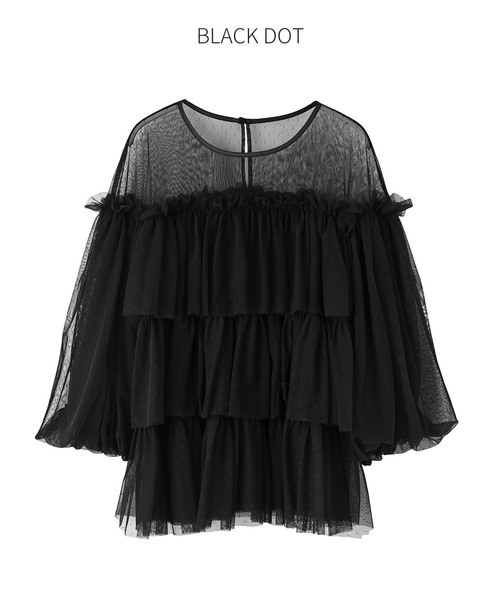 STYLE DELI(スタイルデリ)の「【selection】チュールティアードギャザーブラウス(シャツ/ブラウス・レディース・グレイッシュベージュ/ブラック・FREE)」の18枚目の写真