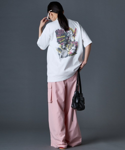 GEVS.(ジェイヴィス)の「綿100%ピグメント染プリントTシャツ<大きいサイズ有>GEVS.(Tシャツ/カットソー・レディース・チャコール/オフホワイト/グリーン系・M/L/LL/3L/4L/5L)」の6枚目の写真
