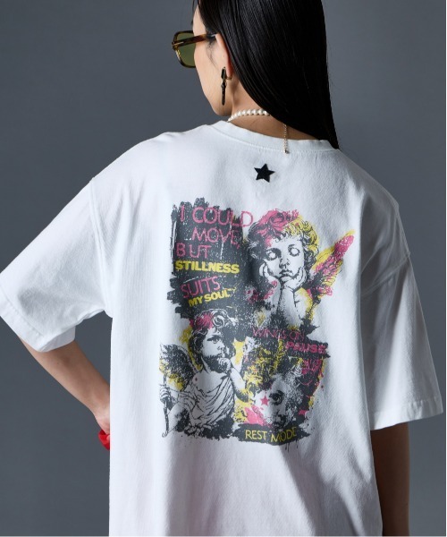 GEVS.(ジェイヴィス)の「綿100%ピグメント染プリントTシャツ<大きいサイズ有>GEVS.(Tシャツ/カットソー・レディース・チャコール/オフホワイト/グリーン系・M/L/LL/3L/4L/5L)」の15枚目の写真
