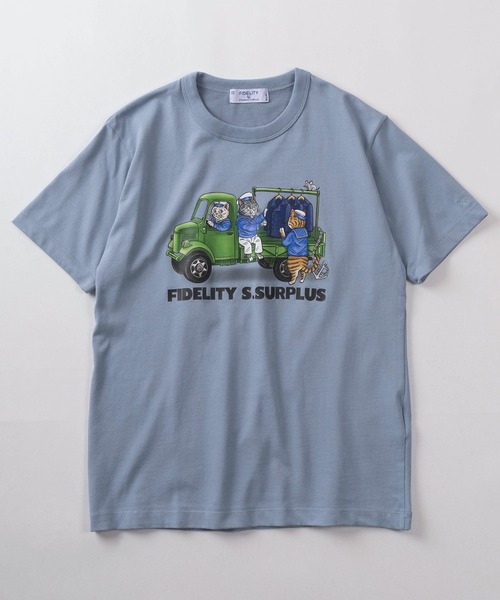 FIDELITY STANDARD SURPLUS(フィデリティスタンダードサープラス)の「【72】【FIDELITY STANDARD SURPLUS/フィデリティ スタンダード サープラス】デリバリーキャット グラフィック クルーネックTシャツ/前後プリント/接触冷感(Tシャツ/カットソー・メンズ・ブルー/ホワイト/ベージュ・M/L/XL)」の4枚目の写真