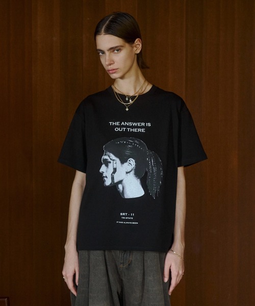 soerte（ソエルテ）の「Cyber Portrait Graphic Tee/サイバーポートレートグラフィックTシャツ（Tシャツ/カットソー・メンズ・ホワイト系その他/ブラック/ホワイト系その他2/ホワイト/ブラック系その他2/ブラック系その他・1/2/3）」の6枚目の写真