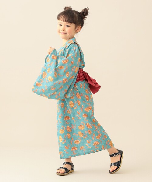 BEAMS mini（ビームスミニ）の「フラワー柄 浴衣 2026SS （90～130cm）お祭り 女の子 男の子 夏休み 花火大会 夕涼み（浴衣・キッズ・サックスブルー・S(90～100)/M(110～120)/L(130～140)）」の8枚目の写真