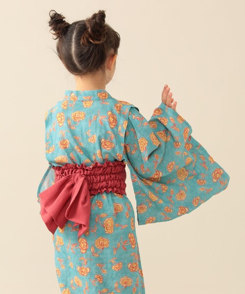 BEAMS mini（ビームスミニ）の「フラワー柄 浴衣 2026SS （90～130cm）お祭り 女の子 男の子 夏休み 花火大会 夕涼み（浴衣・キッズ・サックスブルー・S(90～100)/M(110～120)/L(130～140)）」の9枚目の写真