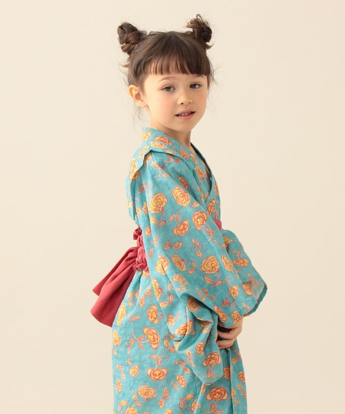 BEAMS mini（ビームスミニ）の「フラワー柄 浴衣 2026SS （90～130cm）お祭り 女の子 男の子 夏休み 花火大会 夕涼み（浴衣・キッズ・サックスブルー・S(90～100)/M(110～120)/L(130～140)）」の10枚目の写真