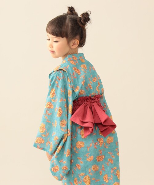 BEAMS mini（ビームスミニ）の「フラワー柄 浴衣 2026SS （90～130cm）お祭り 女の子 男の子 夏休み 花火大会 夕涼み（浴衣・キッズ・サックスブルー・S(90～100)/M(110～120)/L(130～140)）」の11枚目の写真