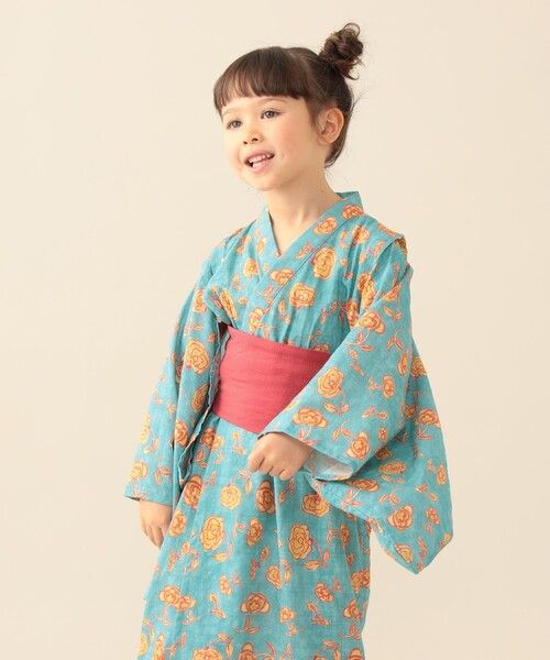 BEAMS mini（ビームスミニ）の「フラワー柄 浴衣 2026SS （90～130cm）お祭り 女の子 男の子 夏休み 花火大会 夕涼み（浴衣・キッズ・サックスブルー・S(90～100)/M(110～120)/L(130～140)）」の12枚目の写真