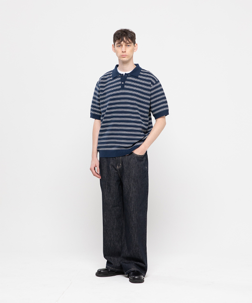 CHAMBROS（チャンブロス）の「オーバーサイズカラー半袖ニット[ネイビー]（ニット/セーター・メンズ・その他・MEDIUM/LARGE/X-LARGE）」の2枚目の写真