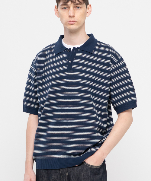 CHAMBROS（チャンブロス）の「オーバーサイズカラー半袖ニット[ネイビー]（ニット/セーター・メンズ・その他・MEDIUM/LARGE/X-LARGE）」の4枚目の写真