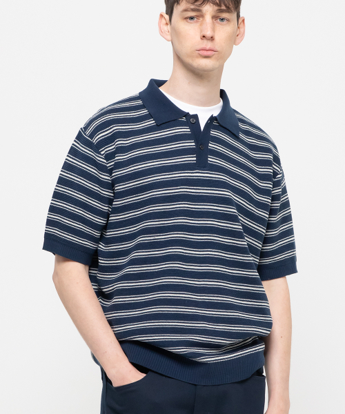 CHAMBROS（チャンブロス）の「オーバーサイズカラー半袖ニット[ネイビー]（ニット/セーター・メンズ・その他・MEDIUM/LARGE/X-LARGE）」の5枚目の写真