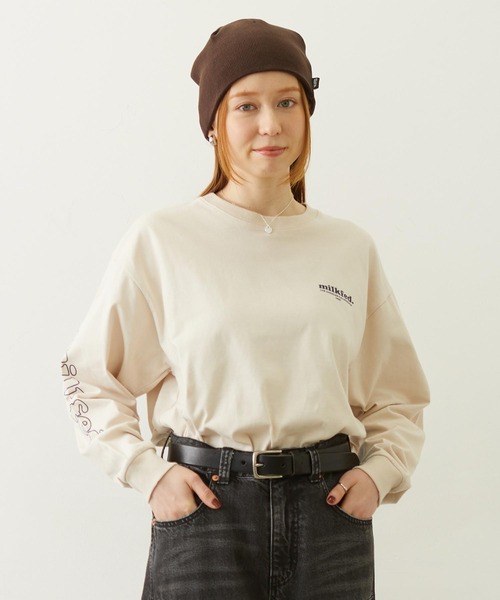 MILKFED.(ミルクフェド)の「MILKFED. COOPER LOGO L/S TEE(Tシャツ/カットソー・レディース・ピンク/チャコール/オフホワイト・M/L)」の2枚目の写真