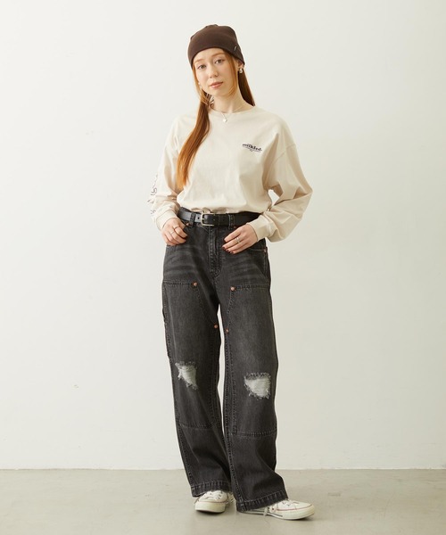 MILKFED.(ミルクフェド)の「MILKFED. COOPER LOGO L/S TEE(Tシャツ/カットソー・レディース・ピンク/チャコール/オフホワイト・M/L)」の6枚目の写真
