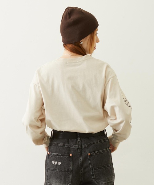 MILKFED.(ミルクフェド)の「MILKFED. COOPER LOGO L/S TEE(Tシャツ/カットソー・レディース・ピンク/チャコール/オフホワイト・M/L)」の4枚目の写真
