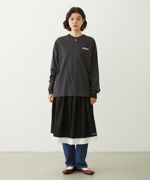 MILKFED.(ミルクフェド)の「MILKFED. COOPER LOGO L/S TEE(Tシャツ/カットソー・レディース・ピンク/チャコール/オフホワイト・M/L)」の13枚目の写真
