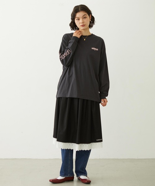 MILKFED.(ミルクフェド)の「MILKFED. COOPER LOGO L/S TEE(Tシャツ/カットソー・レディース・ピンク/チャコール/オフホワイト・M/L)」の14枚目の写真