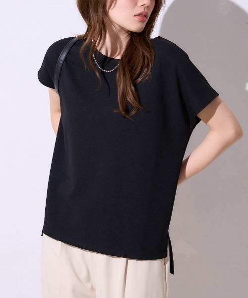 TRIANGLE PALETTE(トライアングルパレット)の「カットジョーゼット フレンチスリーブトップス(Tシャツ/カットソー・レディース・ホワイト/ブラック/レッド・FREE)」の18枚目の写真