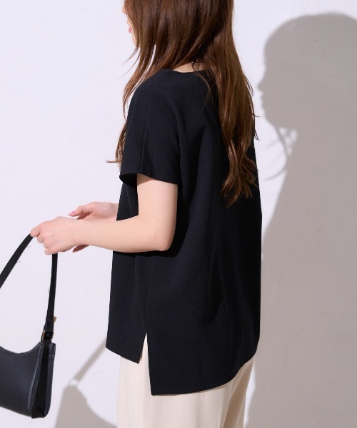 TRIANGLE PALETTE(トライアングルパレット)の「カットジョーゼット フレンチスリーブトップス(Tシャツ/カットソー・レディース・ホワイト/ブラック/レッド・FREE)」の20枚目の写真