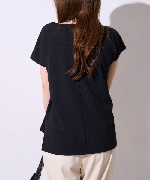 TRIANGLE PALETTE(トライアングルパレット)の「カットジョーゼット フレンチスリーブトップス(Tシャツ/カットソー・レディース・ホワイト/ブラック/レッド・FREE)」の22枚目の写真