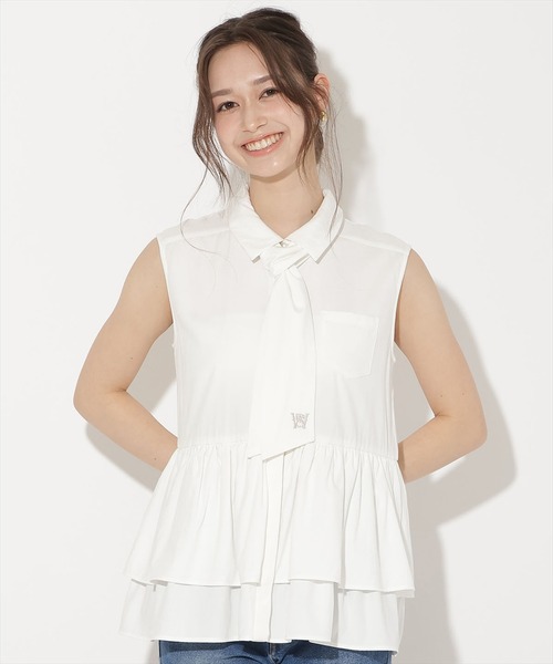 WILLSELECTION(ウィルセレクション)の「ティアードヘムリボンタイブラウス(シャツ/ブラウス・レディース・ブルー/オフホワイト/ホワイト系その他/ピンク系その他・FREE)」の2枚目の写真