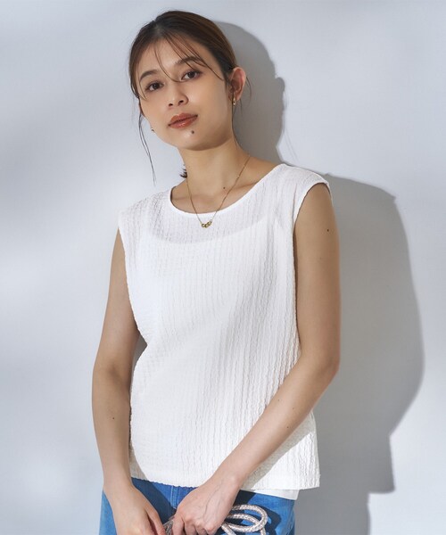 UNTITLED(アンタイトル)の「【アンサンブル可】ポコポコノースリトップス(Tシャツ/カットソー・レディース・オフホワイト/ブラック・00/02/04/44/48)」の4枚目の写真