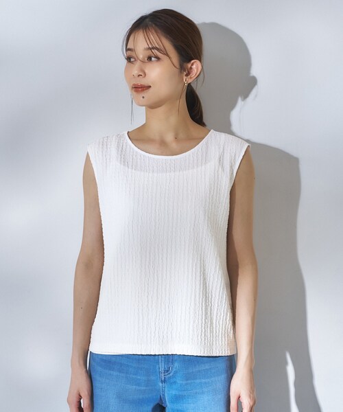 UNTITLED(アンタイトル)の「【アンサンブル可】ポコポコノースリトップス(Tシャツ/カットソー・レディース・オフホワイト/ブラック・00/02/04/44/48)」の12枚目の写真