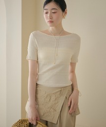 textured border knit tops /テクスチャーボーダーニットトップス